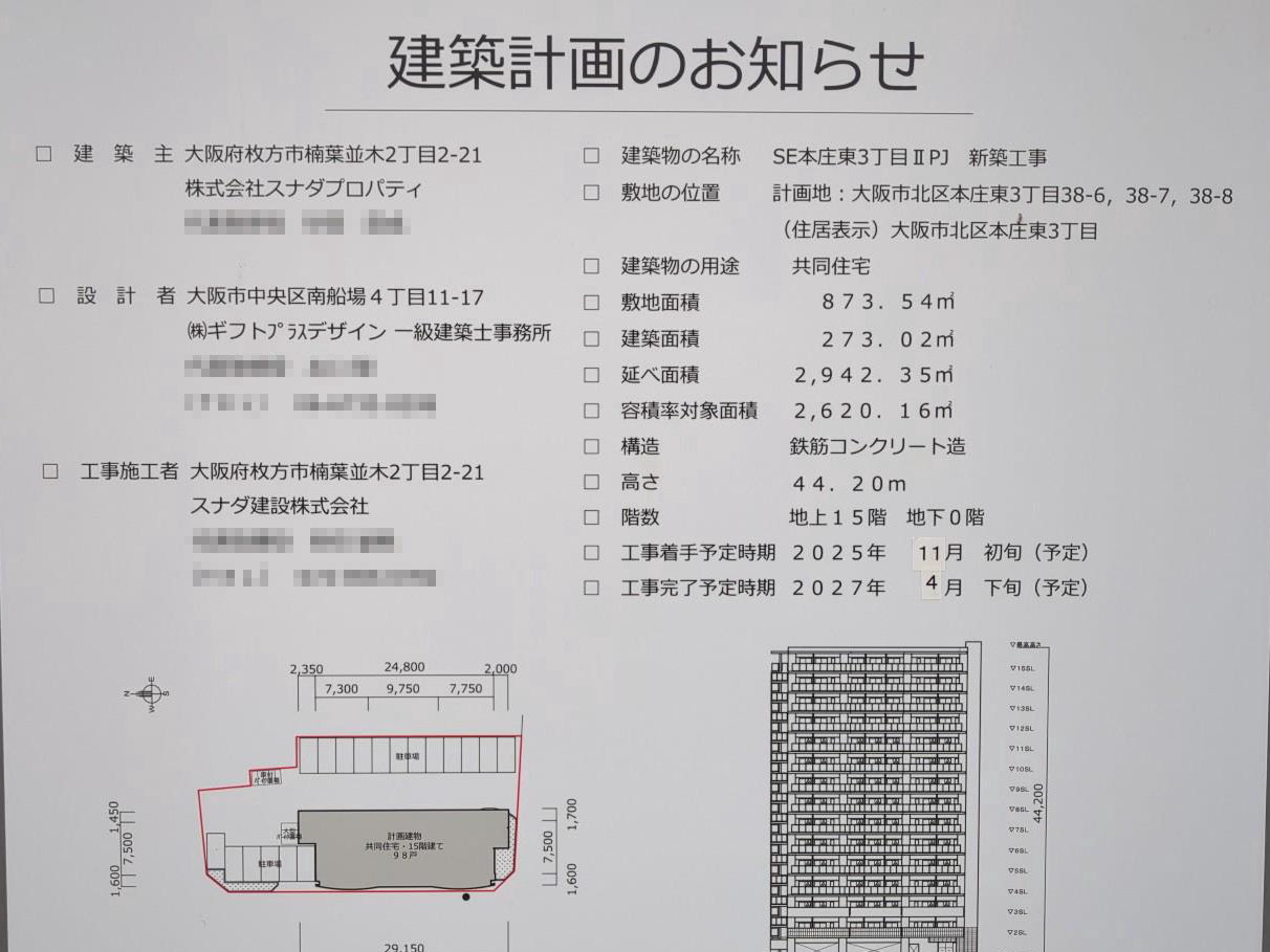 【大阪】天神橋筋六丁目駅徒歩11分に共同住宅を計画／2025年11月に着工